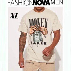 Nwt - Fashion Nova, Men’s Money Maker Short Sleeve Tee. Size: Xl.